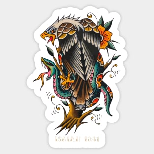 Eagle and Snake Traditional Tattoo Flash Isaiah 40:31 Sticker